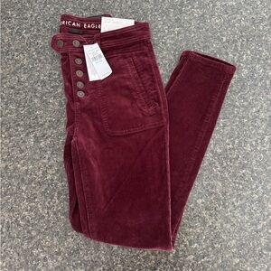 American Eagle Outfitters Women's High Rise Burgundy Skinny Jeans